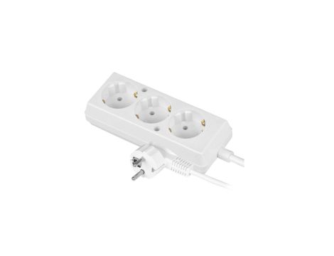 Przedłużacz 3-gniazda z/u Schuko 10A 3m /H05VV-F 3x1/ biały PS-370S