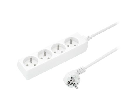 Przedłużacz 4-gniazda z/u 10A 4m /OMY 3x1/ biały PS-470