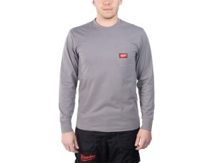 MILWAUKEE T-SHIRT Z KIESZONKĄ Z DŁUGIM RĘKAWEM - JASNOSZARY WTLSGR-XXL