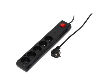 Listwa przeciwprzepięciowa PS-5PF z filtrem 5-gniazd z/u 10A 1,5m /OMY 3x1/ czarna