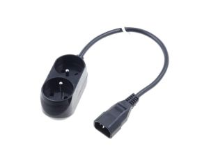 Przedłużacz do UPS 2-gniazda z/u 10A /H05VV-F 3x1 0,3m/ z wtykiem IEC C14 PS-PCU 270