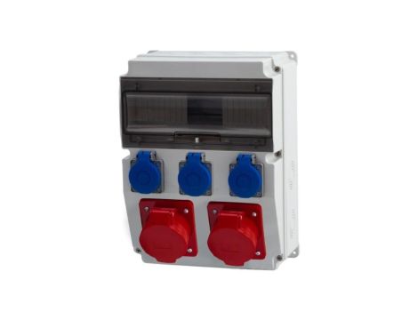 Rozdzielnica CAJA 12M - gniazda 16A 5p, 32A 5p, 3x230V /12 modułów/