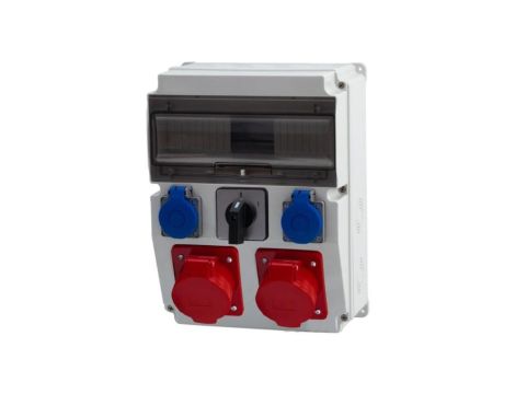 Rozdzielnica CAJA 12M - gniazda 2x32A 5p, 2x230V, 0/1(32A) /12 modułów/