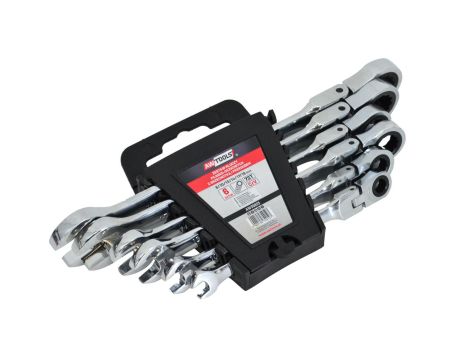 AWTOOLS KLUCZE PŁASKO-OCZKOWE Z GRZECHOTKĄ PRZEGUBOWE KOMPLET 6 szt. 8-19mm