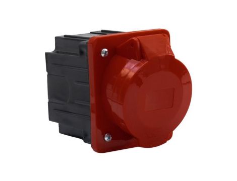 Gniazdo siłowe tablicowe skośne 32A 4p /FE/ z puszką