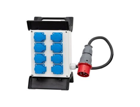 Rozdzielnica R-240 - gniazda 8x230V, przewód OW 5x2,5mm2-1,5m z wtyczką 16A 5p na stelażu plastikowym