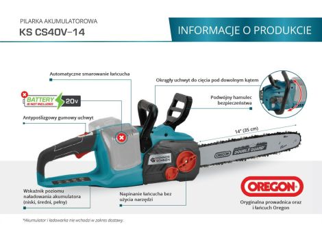 KÖNNER & SÖHNEN PIŁA ŁAŃCUCHOWA AKUMULATOROWA CS40V-14 40V 35cm BEZ AKUMULATORA - 2