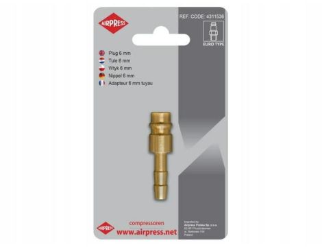 AIRPRESS.SZYBKOZŁĄCZKA WTYK NA WĄŻ  6mm
