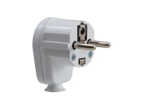 Wtyczka z uziemieniem kątowa 230V biała uni-schuko