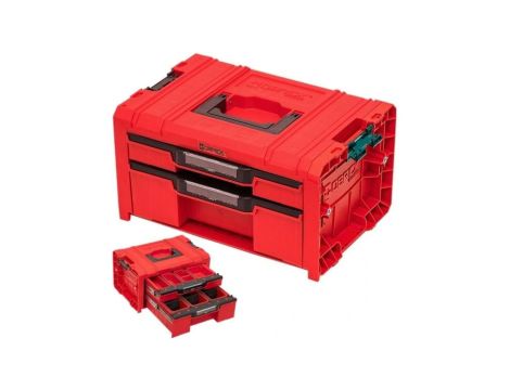 Skrzynka narzędziowa z organizatorem 2 szuflady PRO Drawer 2 Toolbox Basic QBRICK SYSTEM RED