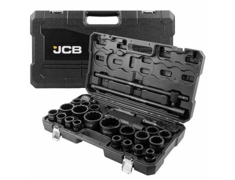 JCB ZESTAW KLUCZY UDAROWYCH 26el. 3/4" - 1" 12KĄT. (17-65mm)
