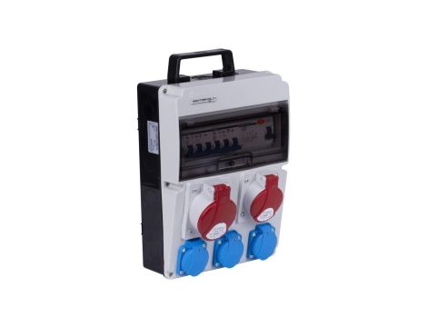 Rozdzielnica budowlana CAS_3-SFI hermetyczna IP54 Wyposażona + 2x gniazdo siłowe 5p (400V 32A + 16A) + 3x gniazdo 2P+Z (230V 16A