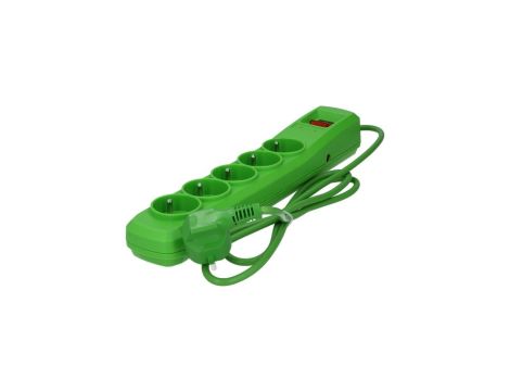 Przedłużacz elektryczny Listwa zasilająca antyprzepięciowa ARMAC R5 na 5 gniazd 2P+Z z wyłącznikiem zielona 1,5m