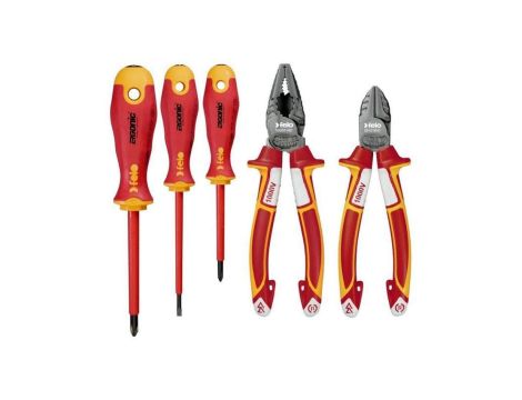 Zestaw 3 wkrętaków izolowanych Ergonic VDE z magnetyzerem + obcinaczki boczne 160mm + kombinerki 180mm 413 951 99