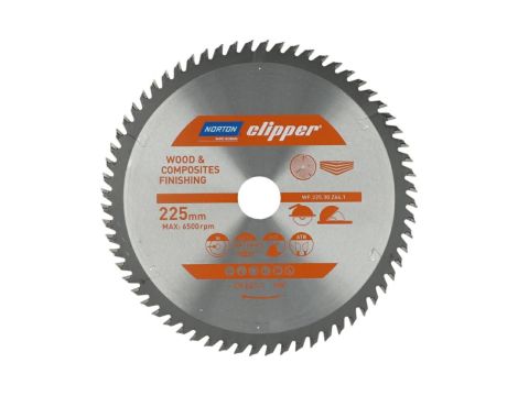 NORTON PIŁA TARCZOWA 225mm x 30mm x 64z DREWNO I KOMPOZYTY ATB (2,6 / 1,6)