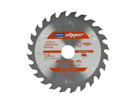 NORTON PIŁA TARCZOWA 125mm x 20mm x 24z DREWNO I KOMPOZYTY ATB (2,6 / 1,6)