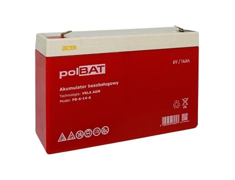 Akumulator VRLA AGM 6V 14Ah (żywotność 3-5lat) PB-6-14-A
