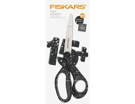 FISKARS NOŻYCZKI DLA NASTOLATKÓW 20cm CZARNE W BIAŁE KROPKI