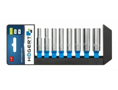 HOGERT NASADKI DŁUGIE 1/4" KOMPLET 8cz. /BL