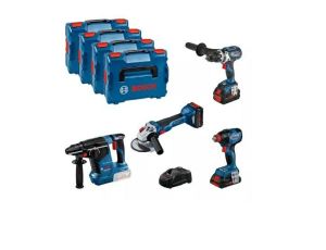 BOSCH ZESTAW COMBO 18V (GSR 18V-110C +GDX 18V-210C +GWS 18V-10 +GBH 18V-24C) 1xPC4,0Ah 2xPC5,5Ah 0615990N32