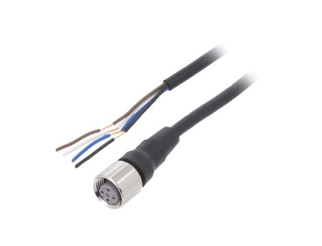 XS2FM12PVC4S5M Przewód przyłączeniowy o długości 5m, gwincie M12, liczbie pinów 4, maksymalnym prądzie 4A