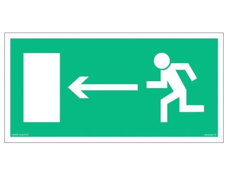 ZNAK - AA003 Kierunek do wyjścia drogi ewakuacyjnej w lewo 30 x 15 cm PS - Płyta 1mm foto.