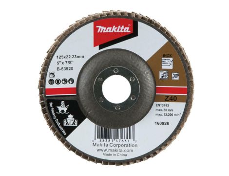MAKITA ŚCIERNICA LISTKOWA PRZEMYSŁOWA 125x22,23mm P 40 METAL, STAL NIERDZEWNA