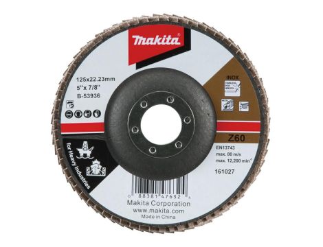 MAKITA ŚCIERNICA LISTKOWA PRZEMYSŁOWA 125x22,23mm P 60 METAL, STAL NIERDZEWNA