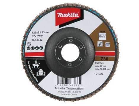 MAKITA ŚCIERNICA LISTKOWA PRZEMYSŁOWA 125x22,23mm P 80 METAL, STAL NIERDZEWNA - 2