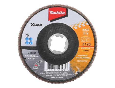MAKITA ŚCIERNICA LISTKOWA ECONOMY 125x22,23mm P120 X-LOCK METAL, STAL NIERDZEWNA - 2