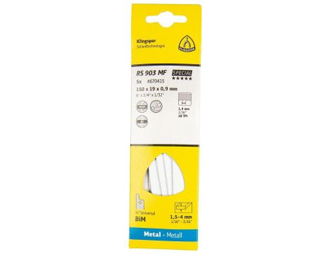 KLINGSPOR BRZESZCZOT DO PIŁY SZABLASTEJ 150x19x0,9mm RS 903 MF /5szt. - 2