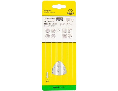 KLINGSPOR BRZESZCZOT DO WYRZYNARKI 130x8x1,7mm JS 981 WA /5szt. - 2