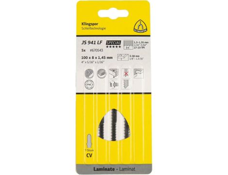 KLINGSPOR BRZESZCZOT DO WYRZYNARKI 100x5x1,45mm JS 941 LF /5szt. - 2