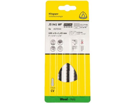 KLINGSPOR BRZESZCZOT DO WYRZYNARKI 100x5x1,45mm JS 941 WF /5szt.