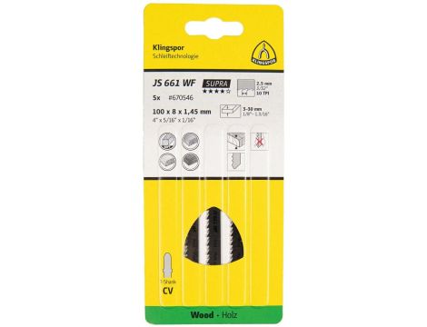 KLINGSPOR BRZESZCZOT DO WYRZYNARKI 100x8x1,45mm JS 661 WF /5szt. - 2