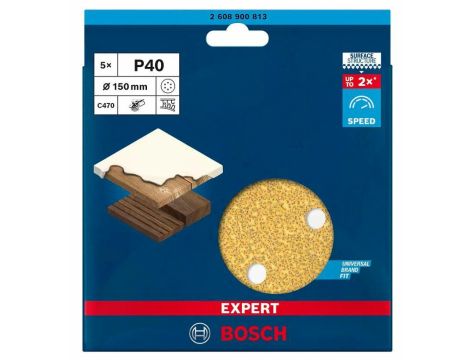 BOSCH KRĄŻEK 150mm EXC470 P 40 Z OTWORAMI /5szt. 2608900813 - 2