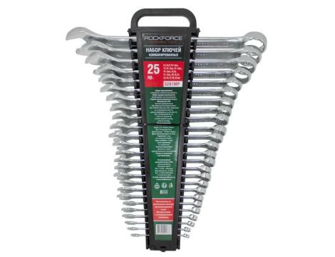 ROCKFORCE KLUCZ PŁASKO-OCZKOWY kpl.25el. (6-32mm)