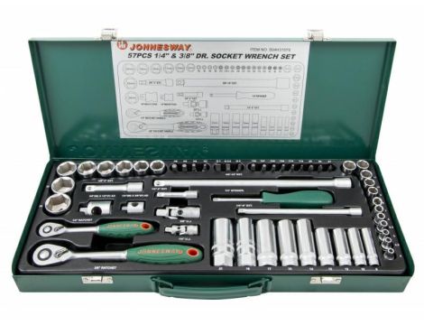 JONNESWAY KLUCZE NASADOWE 1/4", 3/8" KOMPLET 57 elem.  S04H3157S