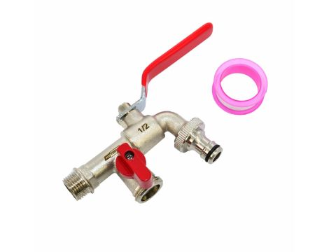 AWTOOLS KRAN OGRODOWY MOSIĄDZ NIKLOWANY PODWÓJNY 1/2" GWINT ZEWNĘTRZNY 2x3/4"