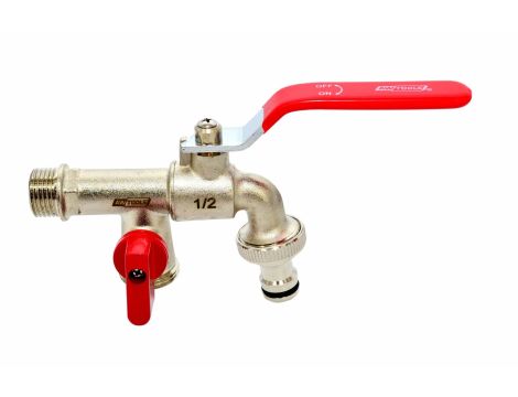 AWTOOLS KRAN OGRODOWY MOSIĄDZ NIKLOWANY PODWÓJNY 1/2" GWINT ZEWNĘTRZNY 2x3/4" - 2