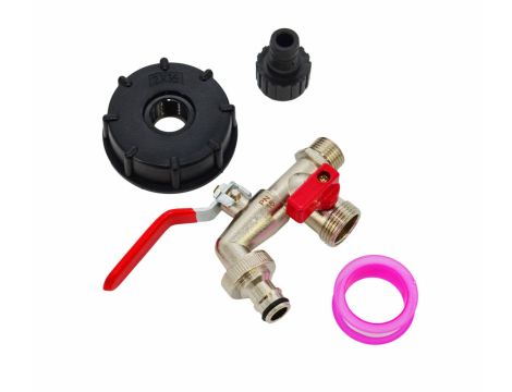 AWTOOLS KRAN OGRODOWY DO ZBIORNIKA CYNK NIKLOWANY PODWÓJNY 1/2" GWINT ZEWNĘTRZNY 2x3/4" MAUZER