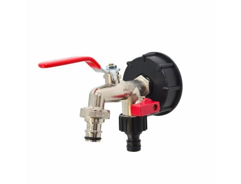 AWTOOLS KRAN OGRODOWY DO ZBIORNIKA CYNK NIKLOWANY PODWÓJNY 1/2" GWINT ZEWNĘTRZNY 2x3/4" MAUZER - 2