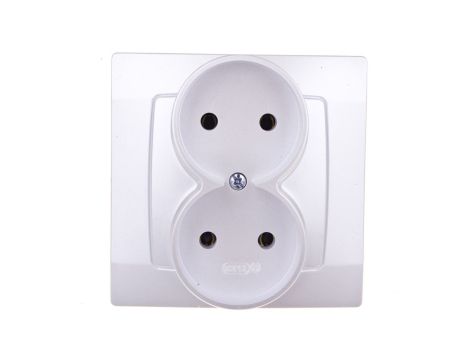 KARO Gniazdo podwójne b/u srebrny perłowy GP-2S/43