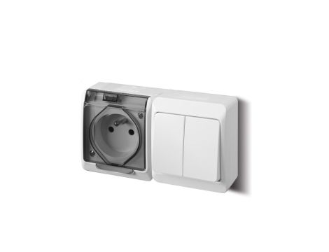 HERMES Gniazdo pojedyncze z/u 2P+Z + łącznik świecznikowy biały 0327-13