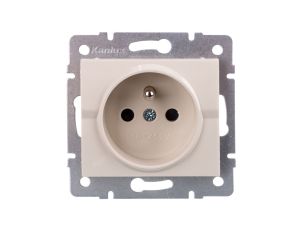 LOGI Gniazdo pojedyncze 2P+Z z przesłoną styków śrubowe 16A 250V Kremowy 25149
