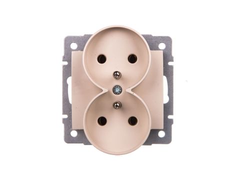 LOGI Gniazdo podwójne 2x2P+Z śrubowe 16A 250V Kremowy 25151