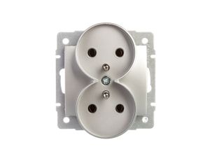 LOGI Gniazdo podwójne 2x2P+Z śrubowe 16A 250V Srebrny 25210