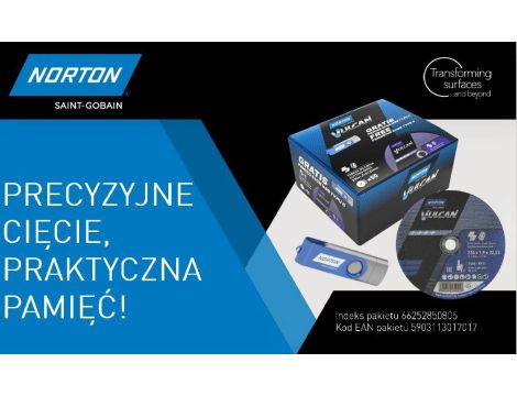 NORTON TARCZA.VULCAN 230 x 1,9mm 50/szt. A46S DO METALU+PAMIEĆ USB 64GB