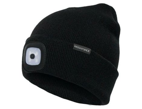 ROCKFORCE CZAPKA Z LAMPKĄ LED USB CZARNA