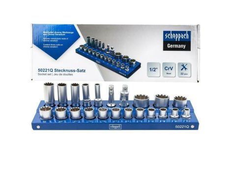 ZESTAW NASADEK SPLINE 22el. 12-KĄT. 1/2" 10-32mm  / SCHEPPACH